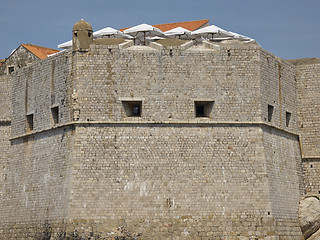 Image showing Dubrovnik city wall with restorant