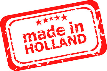 Image showing Red rubber stamp of made in holland