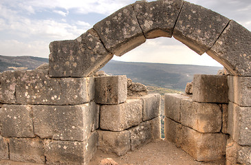 Image showing Israeli landscape with castle and sky