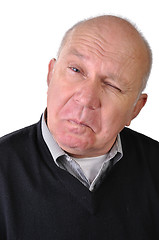 Image showing  senior man making faces