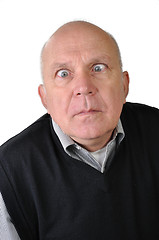 Image showing  senior man making faces