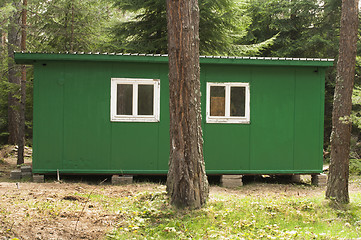 Image showing Green bungalow in the forest