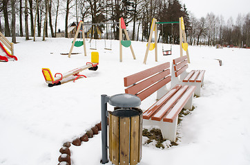 Image showing recreate leisure zone park playground bench swing 