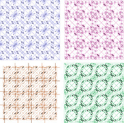 Image showing Set of four seamless pattern in retro style