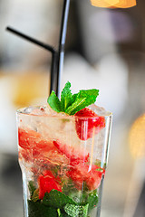 Image showing Strawberry mohito cocktail