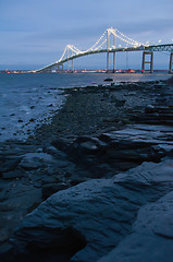 Image showing Sunset with Claiborne Pell Bridge in Background  