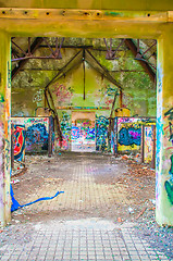 Image showing abandoned building walls full of graffiti