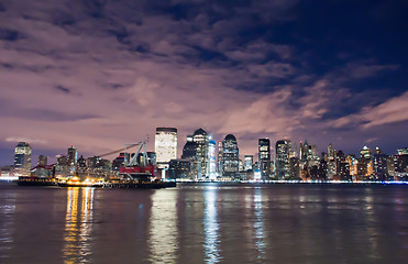 Image showing New York City skyline at Night Lights, Midtown Manhattan