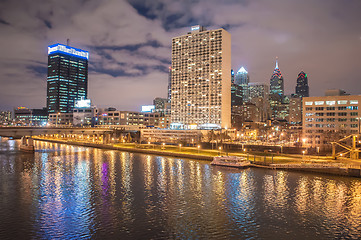 Image showing City of Philadelphia. Image of Philadelphia skyline in a evening