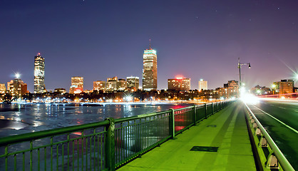 Image showing A sunset view of Boston across the Charles River from Cambridge 