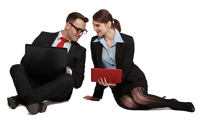 Image showing Couple on Laptops