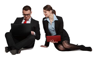 Image showing Couple on Laptops