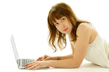 Image showing Young Woman with Laptop
