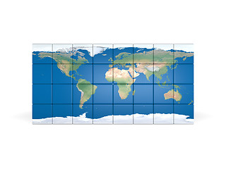 Image showing World map made of blocks