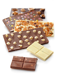 Image showing Various chocolate bars on white background