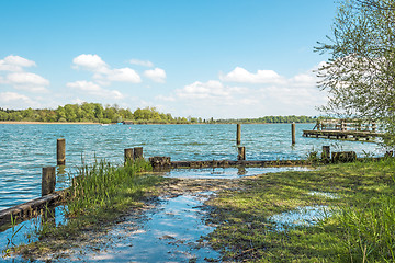 Image showing Flooded shore of Chiemsee