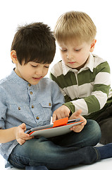 Image showing Two Boys with Digital Tablet PC