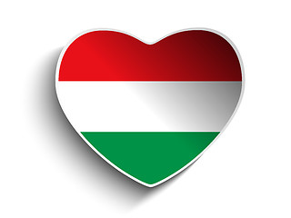 Image showing Hungary Flag Heart Paper Sticker