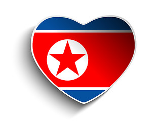 Image showing North Korea Flag Heart Paper Sticker