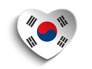 Image showing South Korea Flag Heart Paper Sticker