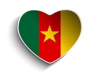 Image showing Cameroon Flag Heart Paper Sticker