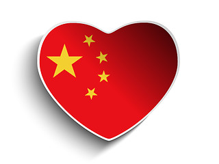 Image showing China Flag Heart Paper Sticker