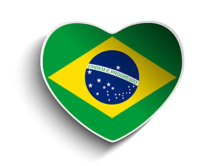 Image showing Brazil Flag Heart Paper Sticker