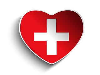 Image showing Switzerland Flag Heart Paper Sticker