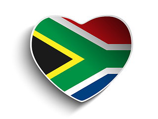 Image showing South Africa Flag Heart Paper Sticker