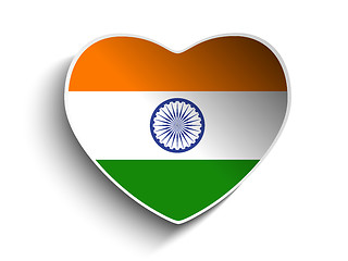 Image showing India Flag Heart Paper Sticker