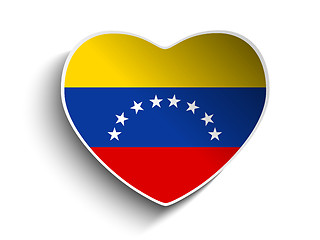 Image showing Venezuela Flag Heart Paper Sticker