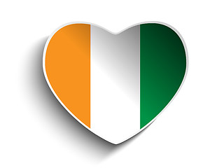 Image showing Ireland Flag Heart Paper Sticker