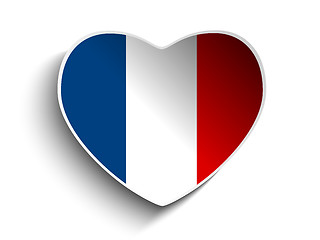 Image showing France Flag Heart Paper Sticker