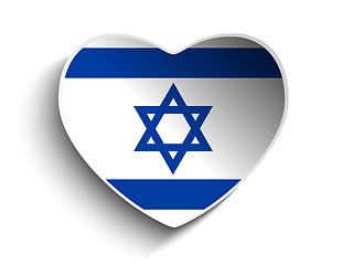 Image showing Israel Flag Heart Paper Sticker