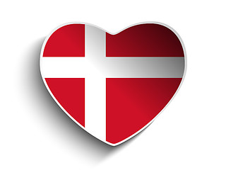 Image showing Denmark Flag Heart Paper Sticker