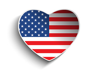 Image showing USA Flag Heart Paper Sticker