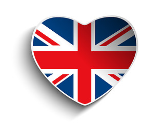 Image showing Vector - UK Flag Heart Paper Sticker