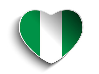 Image showing Nigeria Flag Heart Paper Sticker