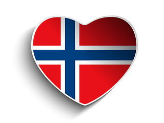 Image showing Norway Flag Heart Paper Sticker