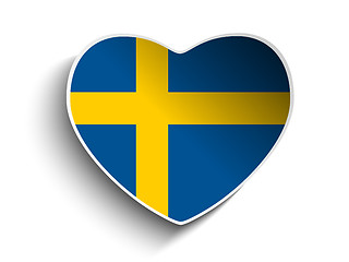 Image showing Sweden Flag Heart Paper Sticker