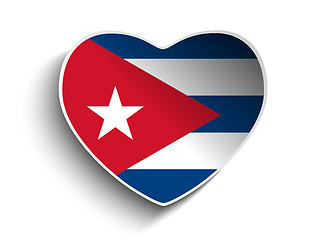 Image showing Cuba Flag Heart Paper Sticker