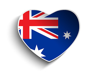 Image showing Australia Flag Heart Paper Sticker