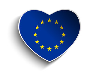 Image showing Europe Flag Heart Paper Sticker