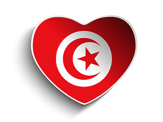 Image showing Tunisia Flag Heart Paper Sticker