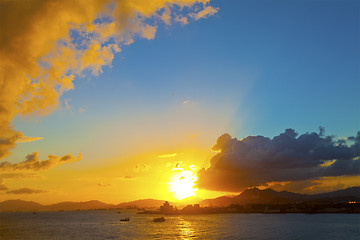 Image showing Sunset at coast in Hong Kong
