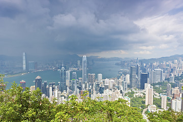 Image showing Hong Kong office buildings at storm