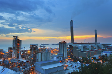 Image showing Power plants in Hong Kong at sunset