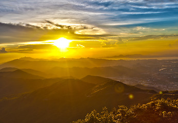Image showing Majestic sunset in the mountains landscape