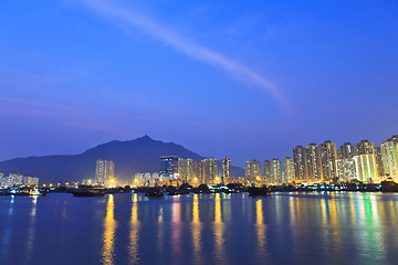 Image showing Hong Kong downtown at night, Tuen Mun district. 