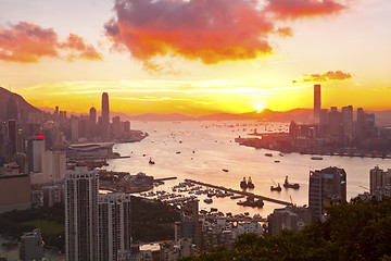 Image showing Hong Kong sunset at downtown